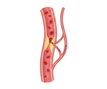 Side branches bypassing a blocked artery (collateral circulation)