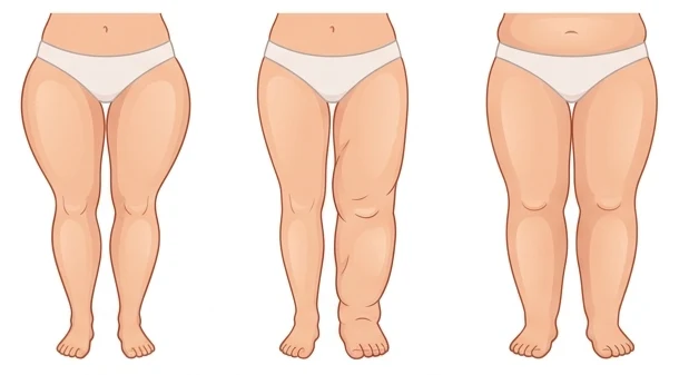 Vergleich der Beinform bei Lipödem, Lymphödem und allgemeinem Übergewicht